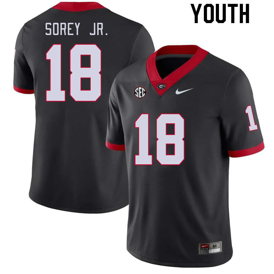 Youth #18 Xavian Sorey Jr. Georgia Bulldogs College Football Jerseys Stitched-Black - Click Image to Close